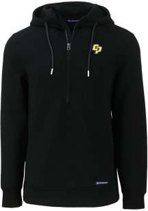 Cutter and Buck Cal Poly Mustangs Mens Black Roam Long Sleeve Hoodie