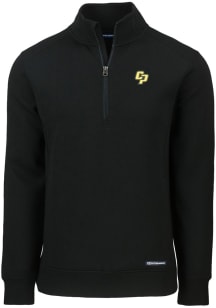 Cutter and Buck Cal Poly Mustangs Mens Black Roam Long Sleeve Qtr Zip Pullover