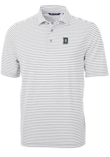 Cutter and Buck Dartmouth Big Green Mens Grey Virtue Eco Pique Stripe Short Sleeve Polo