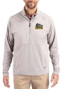 Cutter and Buck Drexel Dragons Mens Grey Adapt Eco Hybrid Long Sleeve Qtr Zip Pullover