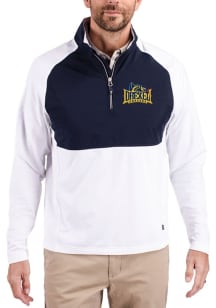 Cutter and Buck Drexel Dragons Mens White Adapt Eco Hybrid Long Sleeve Qtr Zip Pullover