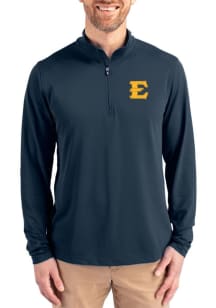 Cutter and Buck East Tennesse State Buccaneers Mens Navy Blue Virtue Eco Pique Big and Tall Qtr Zi..