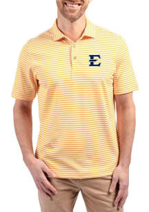Cutter and Buck East Tennesse State Buccaneers Mens Gold Virtue Eco Pique Stripe Short Sleeve Polo