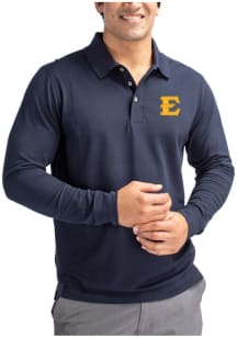 Cutter and Buck East Tennesse State Buccaneers Mens Navy Blue Advantage Long Sleeve Polo Shirt