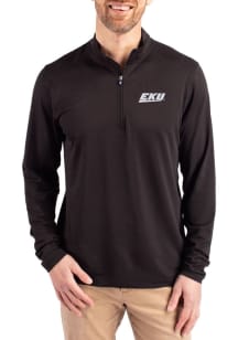 Cutter and Buck Eastern Kentucky Colonels Mens Black Virtue Eco Pique Big and Tall Qtr Zip