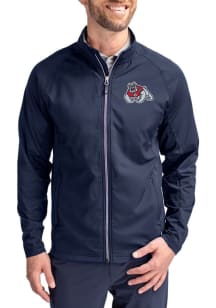 Cutter and Buck Fresno State Bulldogs Mens Navy Blue Adapt Eco Big and Tall Light Weight Jacket