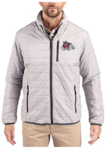 Cutter and Buck Fresno State Bulldogs Mens Grey Rainier PrimaLoft Big and Tall Lined Jacket