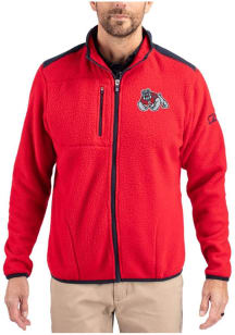 Cutter and Buck Fresno State Bulldogs Mens Red Cascade Sherpa Light Weight Jacket