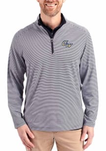 Cutter and Buck George Washington Revolutionaries Mens Navy Blue Virtue Eco Pique Stripe Big and T..