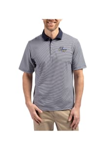 Cutter and Buck George Washington Revolutionaries Mens Navy Blue Virtue Eco Pique Micro Stripe Sho..