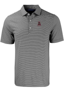 Cutter and Buck Alabama Crimson Tide Black Wordmark Forge Double Stripe Big and Tall Polo