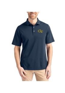 Cutter and Buck GA Tech Yellow Jackets Navy Blue Virtue Eco Pique Big and Tall Polo