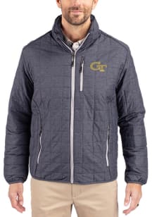 Cutter and Buck GA Tech Yellow Jackets Mens Anthracite Rainier PrimaLoft Big and Tall Lined Jacket