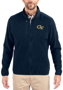 Cutter and Buck GA Tech Yellow Jackets Mens Navy Blue Cascade Sherpa Big and Tall Light Weight Jac..