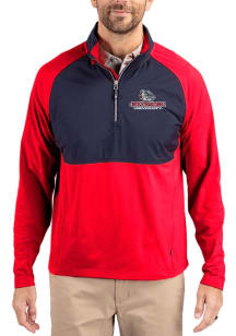 Cutter and Buck Gonzaga Bulldogs Mens Red Adapt Eco Hybrid Long Sleeve Qtr Zip Pullover