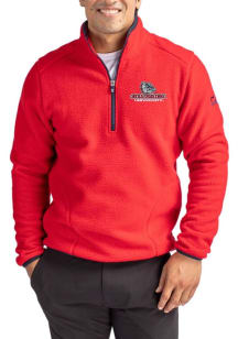 Cutter and Buck Gonzaga Bulldogs Mens Red Cascade Sherpa Long Sleeve Qtr Zip Pullover