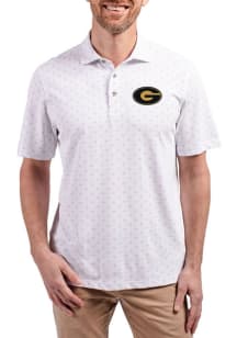 Cutter and Buck Grambling State Tigers White Virtue Eco Pique Tile Big and Tall Polo