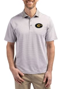 Cutter and Buck Grambling State Tigers Mens Grey Virtue Eco Pique Micro Stripe Short Sleeve Polo