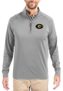 Cutter and Buck Grambling State Tigers Mens Grey Adapt Eco Knit Stretch Long Sleeve Qtr Zip Pullov..