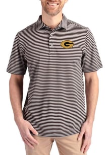 Cutter and Buck Grambling State Tigers Mens Black Virtue Eco Pique Stripe Short Sleeve Polo