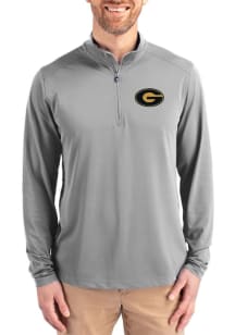 Cutter and Buck Grambling State Tigers Mens Grey Virtue Eco Pique Long Sleeve Qtr Zip Pullover
