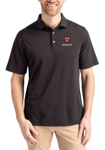 Cutter and Buck Harvard Crimson Black Virtue Eco Pique Big and Tall Polo