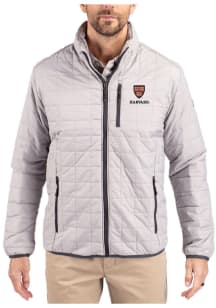Cutter and Buck Harvard Crimson Mens Grey Rainier PrimaLoft Big and Tall Lined Jacket
