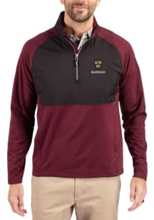 Cutter and Buck Harvard Crimson Mens Maroon Adapt Eco Hybrid Long Sleeve Qtr Zip Pullover