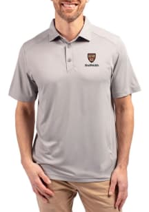 Cutter and Buck Harvard Crimson Mens Grey Forge Recycled Short Sleeve Polo