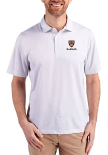Cutter and Buck Harvard Crimson Mens White Pike Symmetry Short Sleeve Polo