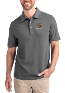 Cutter and Buck Harvard Crimson Mens Grey Advantage Short Sleeve Polo