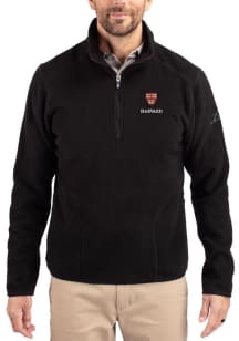 Cutter and Buck Harvard Crimson Mens Black Cascade Sherpa Long Sleeve Qtr Zip Pullover
