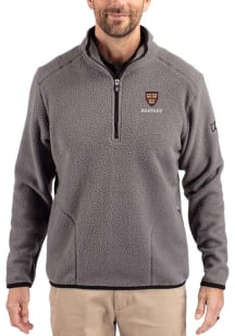 Cutter and Buck Harvard Crimson Mens Grey Cascade Sherpa Long Sleeve Qtr Zip Pullover