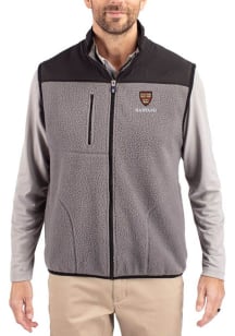 Cutter and Buck Harvard Crimson Mens Grey Cascade Sherpa Sleeveless Jacket