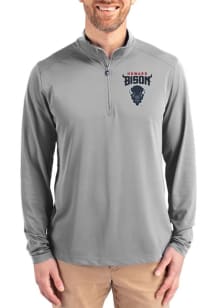 Cutter and Buck Howard Bison Mens Grey Virtue Eco Pique Big and Tall Qtr Zip