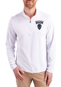 Cutter and Buck Howard Bison Mens White Virtue Eco Pique Big and Tall Qtr Zip