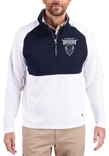 Cutter and Buck Howard Bison Mens White Adapt Eco Hybrid Long Sleeve Qtr Zip Pullover