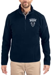 Cutter and Buck Howard Bison Mens Navy Blue Cascade Sherpa Long Sleeve Qtr Zip Pullover