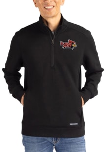 Cutter and Buck Illinois State Redbirds Mens Black Roam Long Sleeve Qtr Zip Pullover