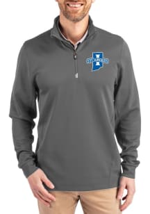 Cutter and Buck Indiana State Sycamores Mens Grey Traverse Big and Tall Qtr Zip
