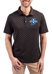 Cutter and Buck Indiana State Sycamores Black Virtue Eco Pique Tile Big and Tall Polo