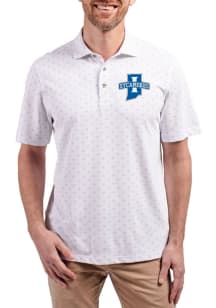 Cutter and Buck Indiana State Sycamores White Virtue Eco Pique Tile Big and Tall Polo