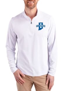Cutter and Buck Indiana State Sycamores Mens White Virtue Eco Pique Big and Tall Qtr Zip