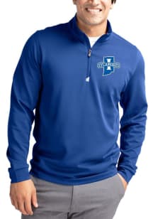 Cutter and Buck Indiana State Sycamores Mens Blue Traverse Long Sleeve Qtr Zip Pullover