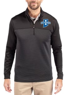 Cutter and Buck Indiana State Sycamores Mens Black Traverse Stripe Long Sleeve Qtr Zip Pullover