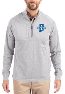 Cutter and Buck Indiana State Sycamores Mens Grey Adapt Eco Long Sleeve Qtr Zip Pullover