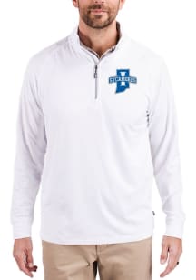 Cutter and Buck Indiana State Sycamores Mens White Adapt Eco Knit Long Sleeve Qtr Zip Pullover