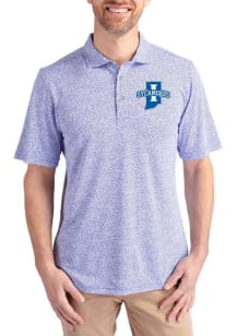 Cutter and Buck Indiana State Sycamores Mens Blue Virtue Eco Pique Botanical Short Sleeve Polo