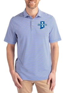 Cutter and Buck Indiana State Sycamores Mens Blue Virtue Eco Pique Stripe Short Sleeve Polo