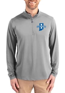 Cutter and Buck Indiana State Sycamores Mens Grey Virtue Eco Pique Long Sleeve Qtr Zip Pullover